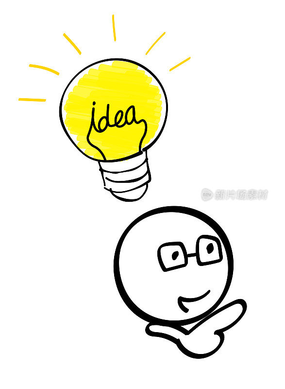 idea light bulb and human face